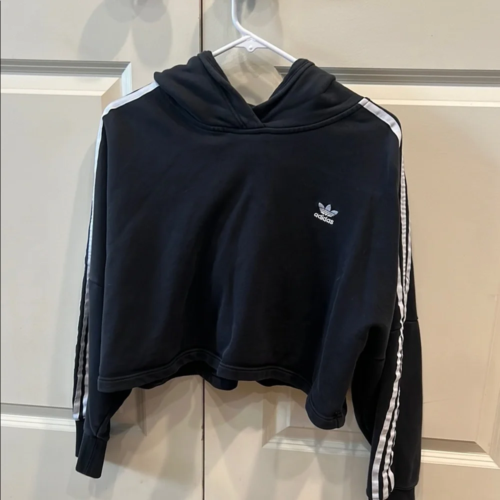 Adidas Black Cropped Hoodie - Picture 1 of 5